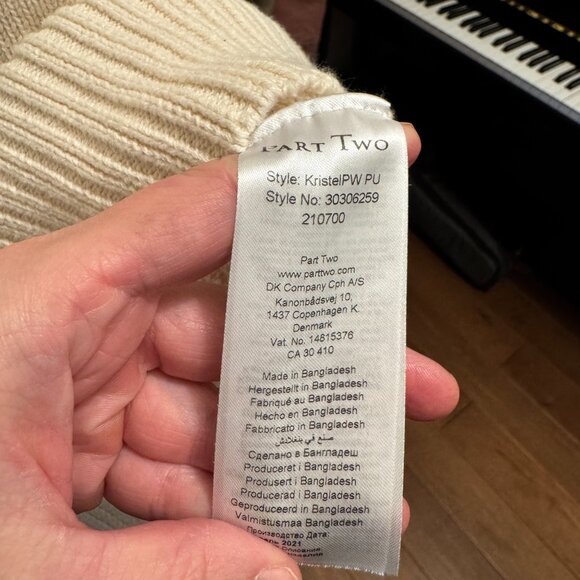 Part Two Cream Turtleneck Sweater | Size XL | Cotton & Cashmere Blend | EUC - Picture 4 of 8